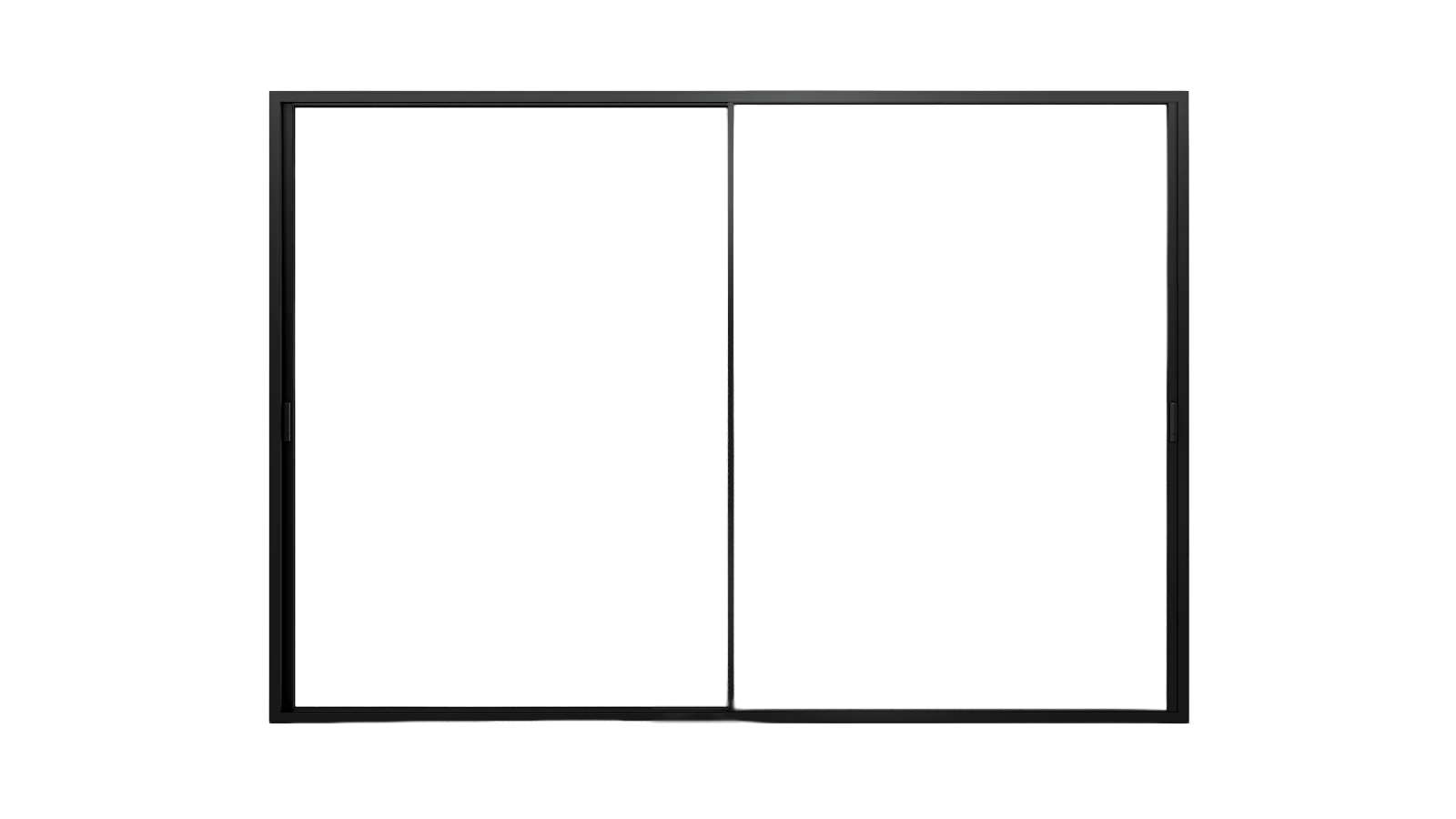 Ventana corredera minimalista de aluminio de perfil fino sobre fondo oscuro