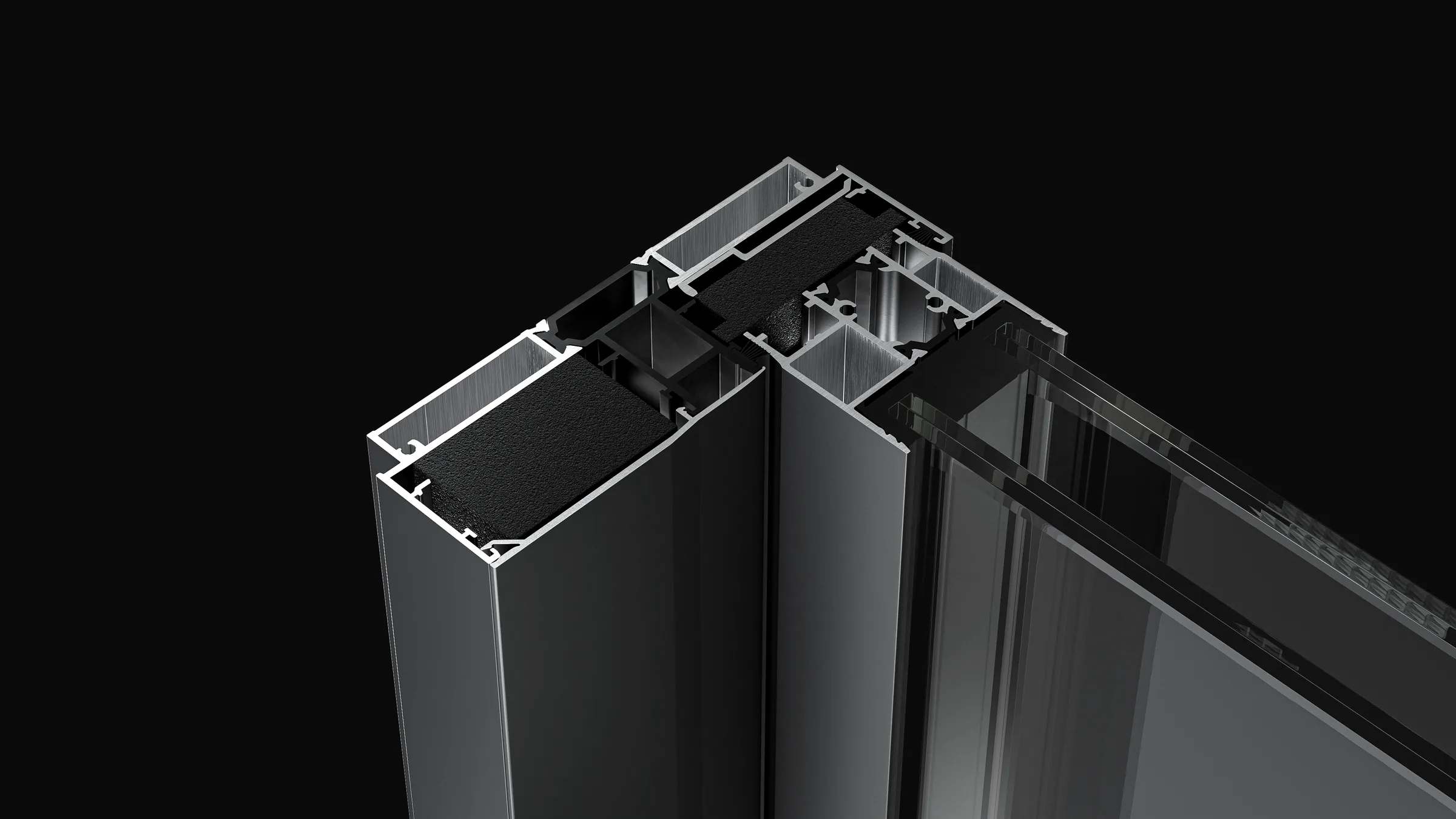 Corredera minimalista de aluminio, vista de detalle