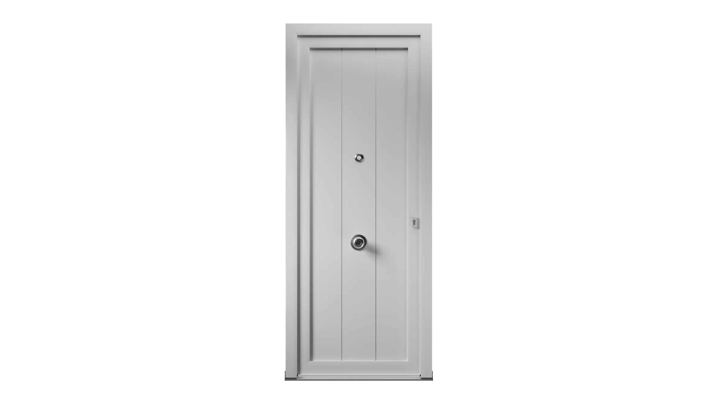 Puerta de entrada de PVC blanco en la fachada de una vivienda contemporánea