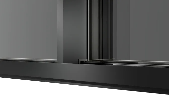 Detalle del perfil de una ventana de aluminio