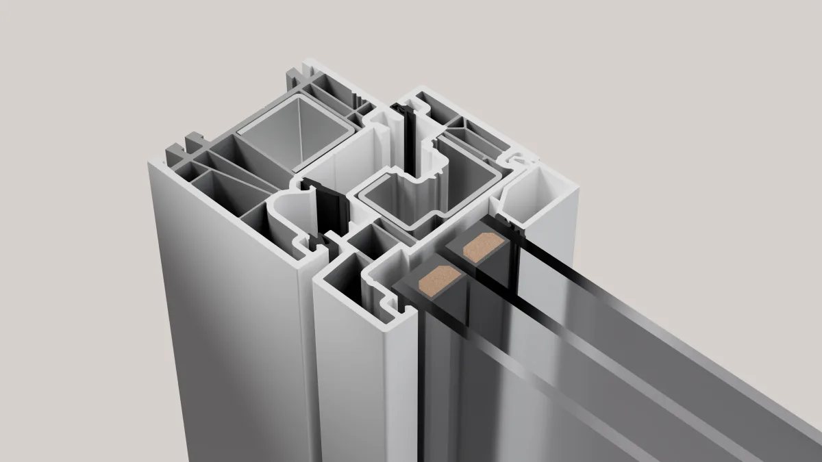 Perfil de PVC Winduo, vista de sección